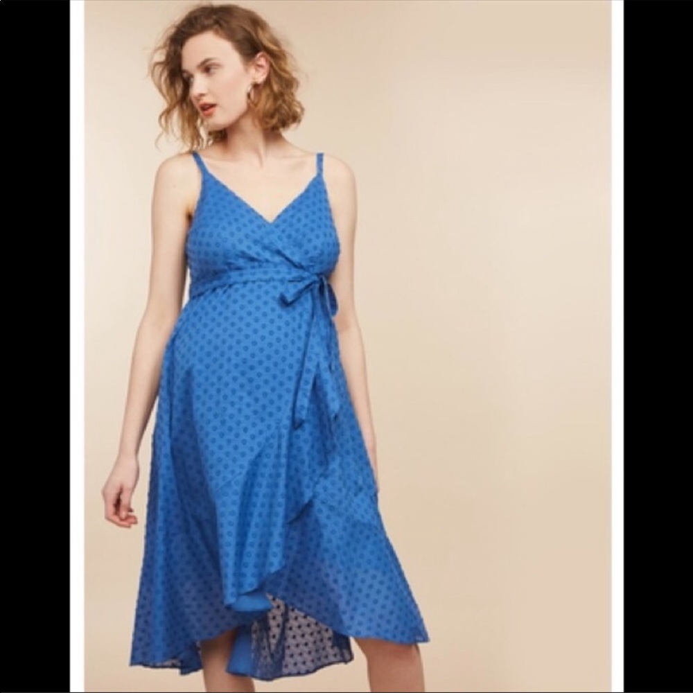 Blue Mimi Maternity Wrap Dress. Size small
